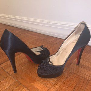 Christian Louboutin Black satin pleated 37 US7